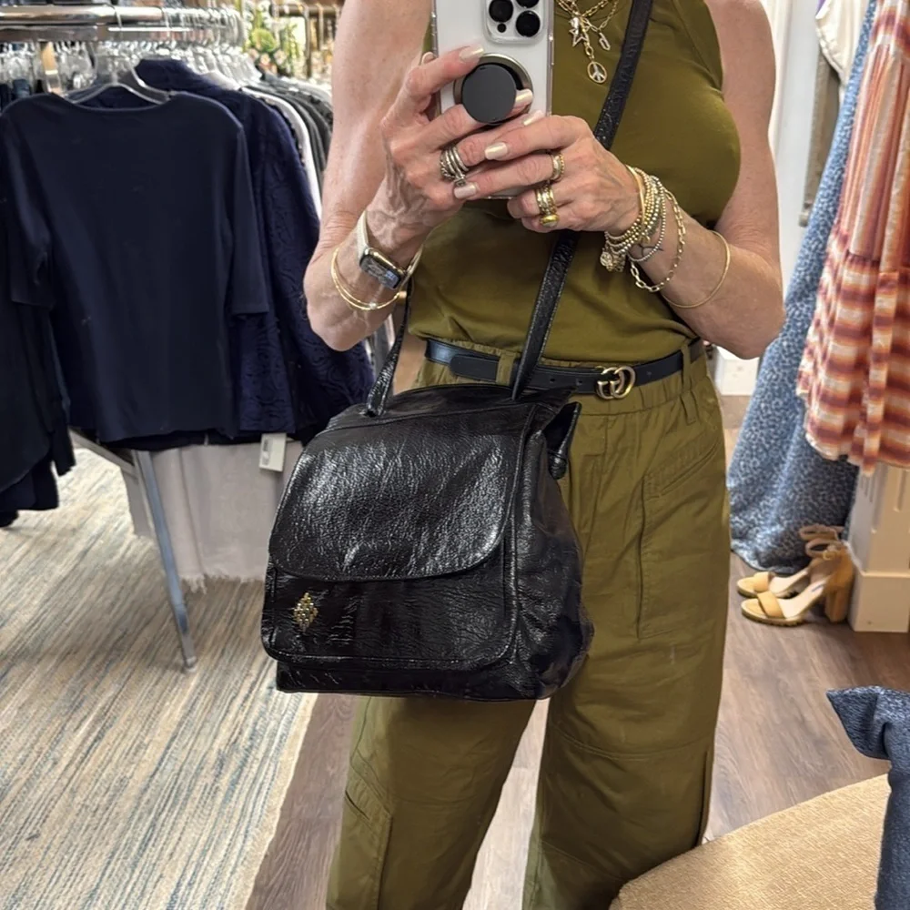 Sold calleen Cordero Dante  Crinkle Patent Leather Embellished Convertible Bag